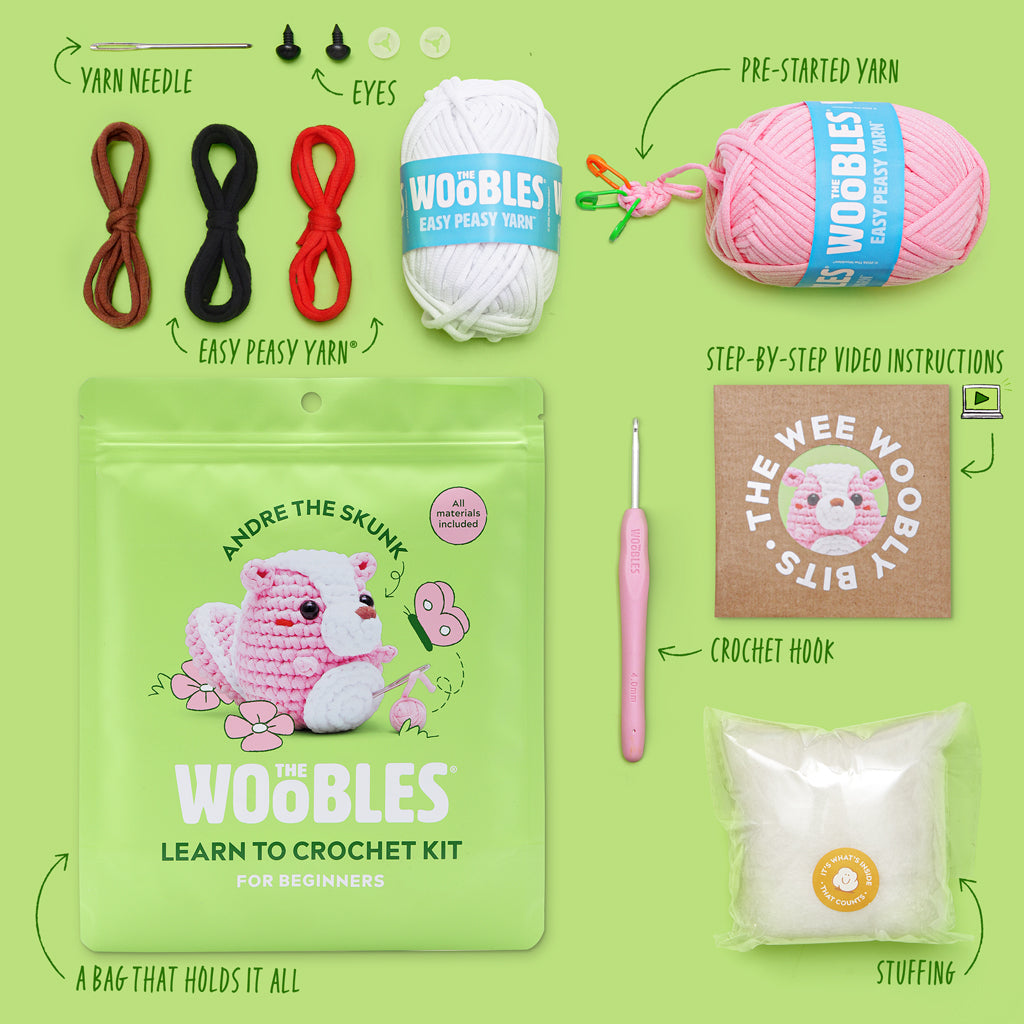 Andre the Skunk Pink Crochet Kit - Image 4